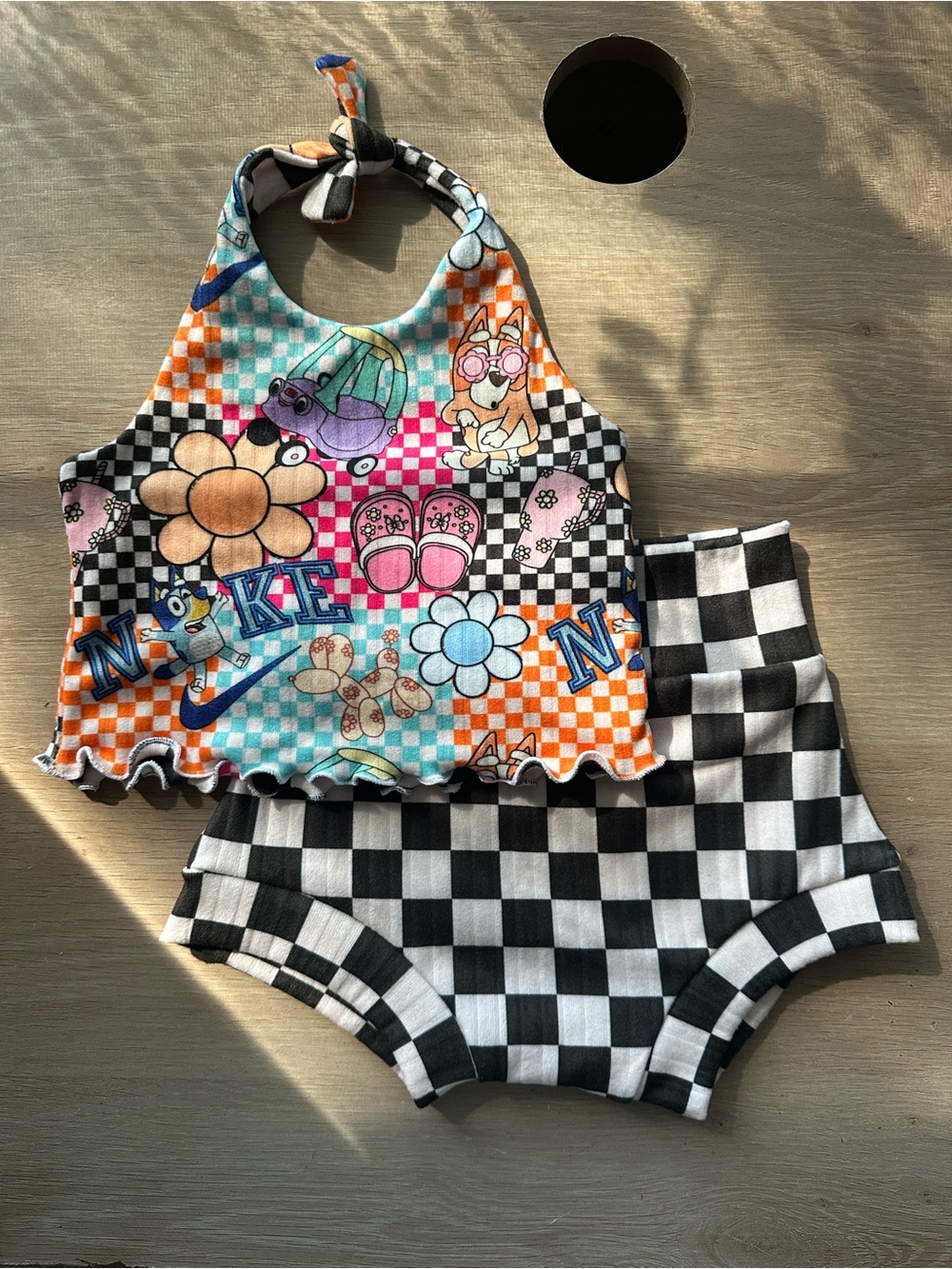 2T bluey reversible halter top set handmade